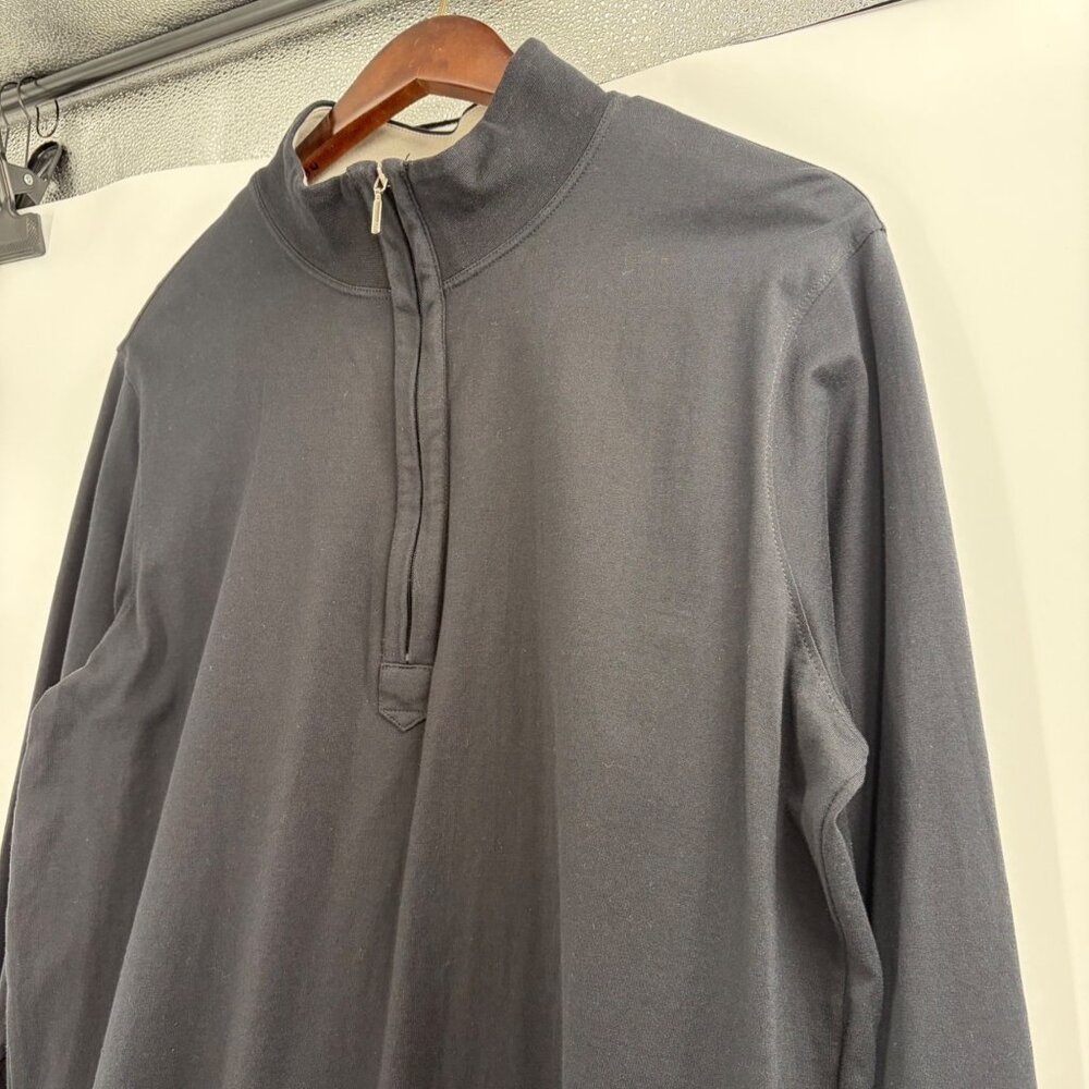 Left Coast Tee Mens Large Pima Cotton Pullover Quarter-Zip Top Black Neutral - Picture 6 of 8